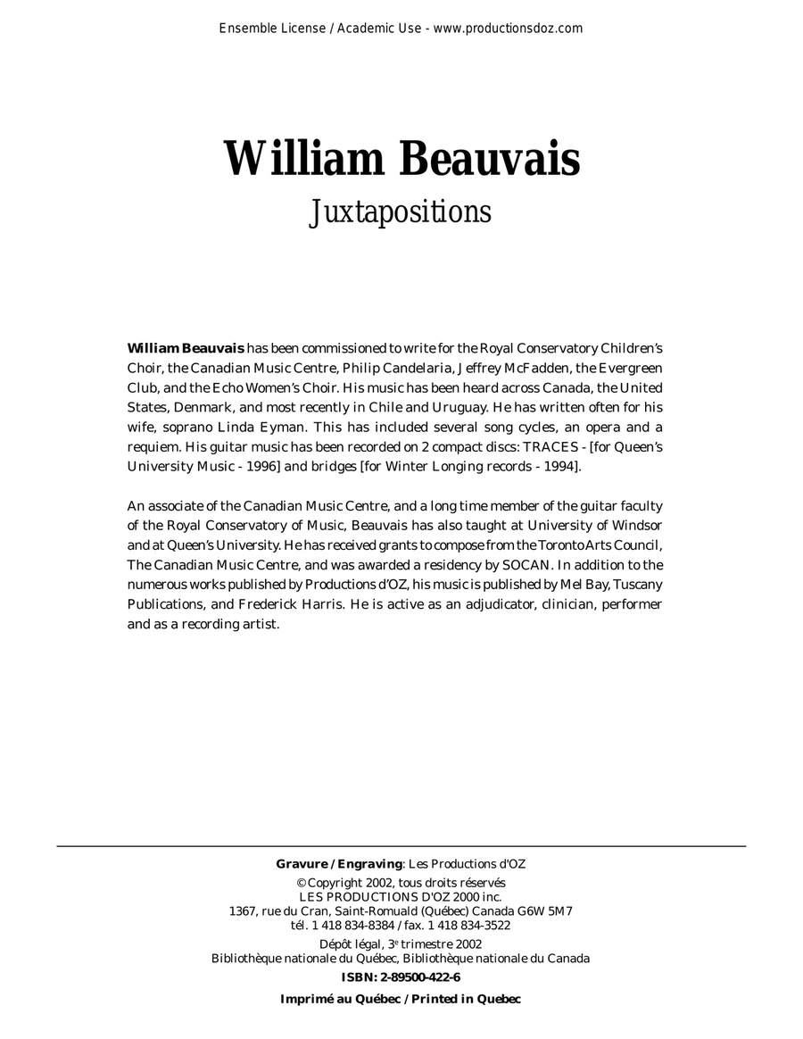 Juxtapositions Guitar Ensemble scores gallery preview page 1
