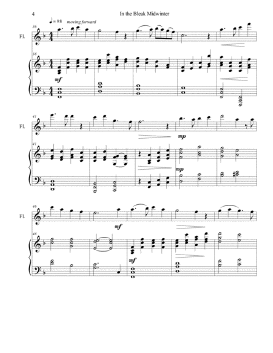 In the Bleak Midwinter (flute/piano), arr. Brenda Portman Flute Solo scores gallery preview page 4