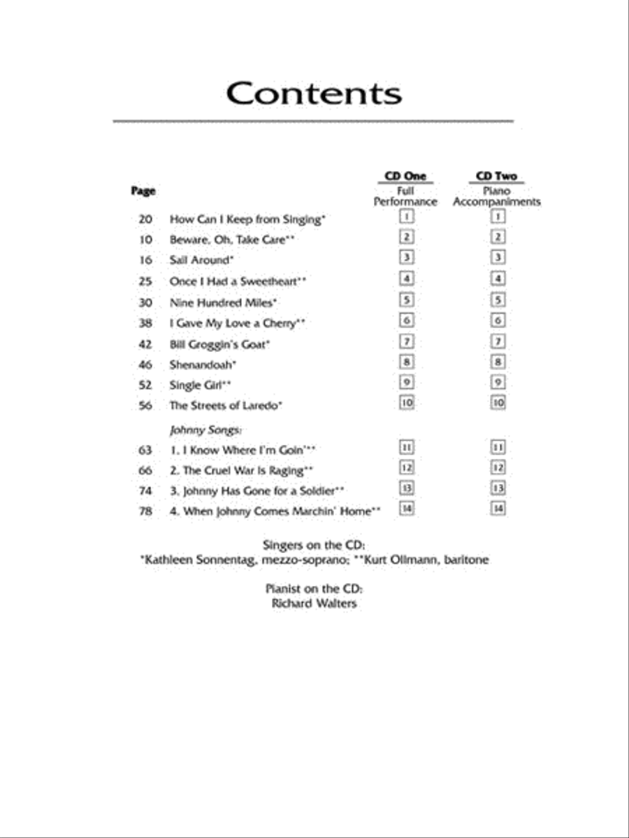 Folksongs in Recital - 14 Concert Arrangements image number null