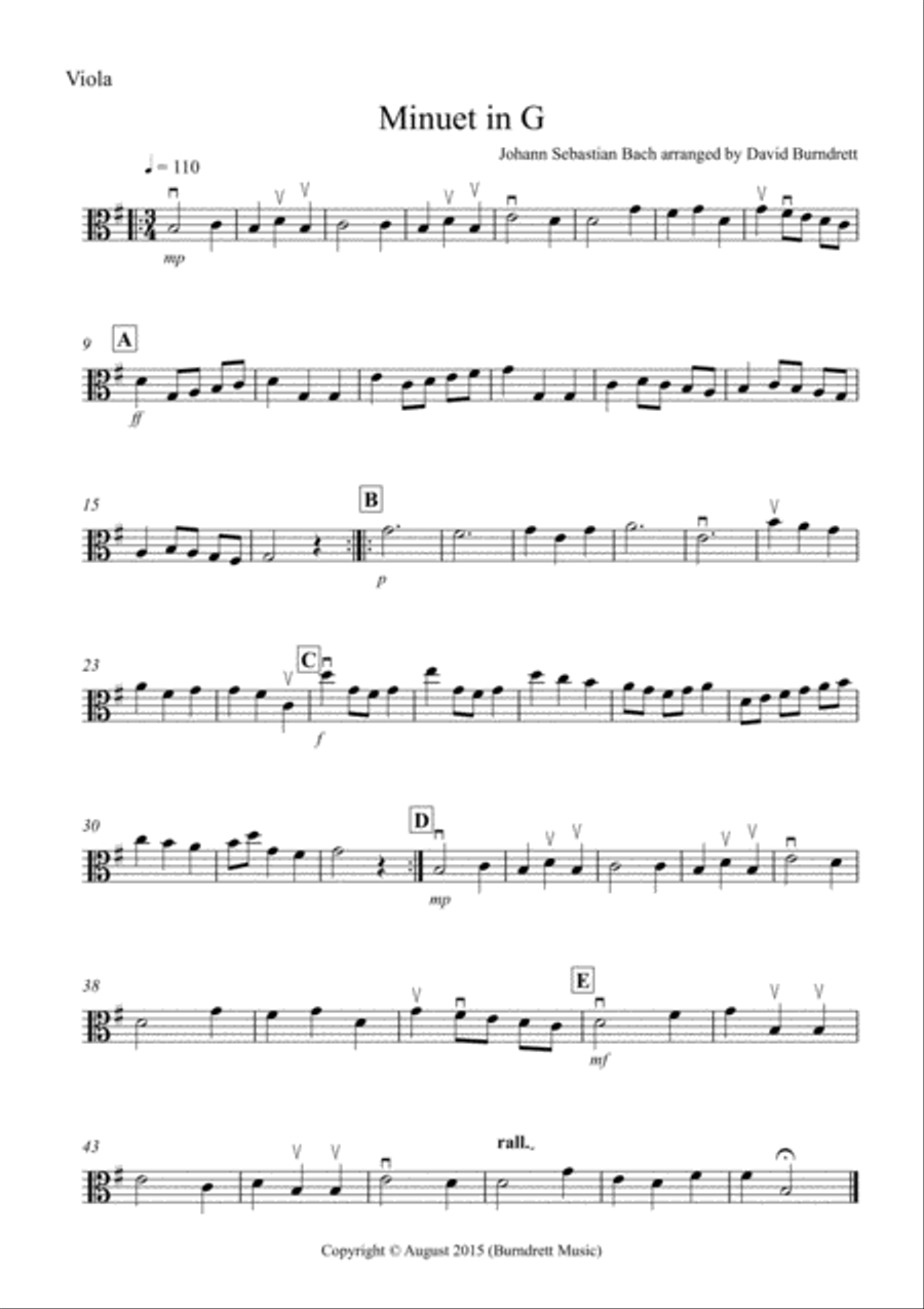 Minuet in G by Bach for Mixed Level String Orchestra String Orchestra scores gallery preview page 4