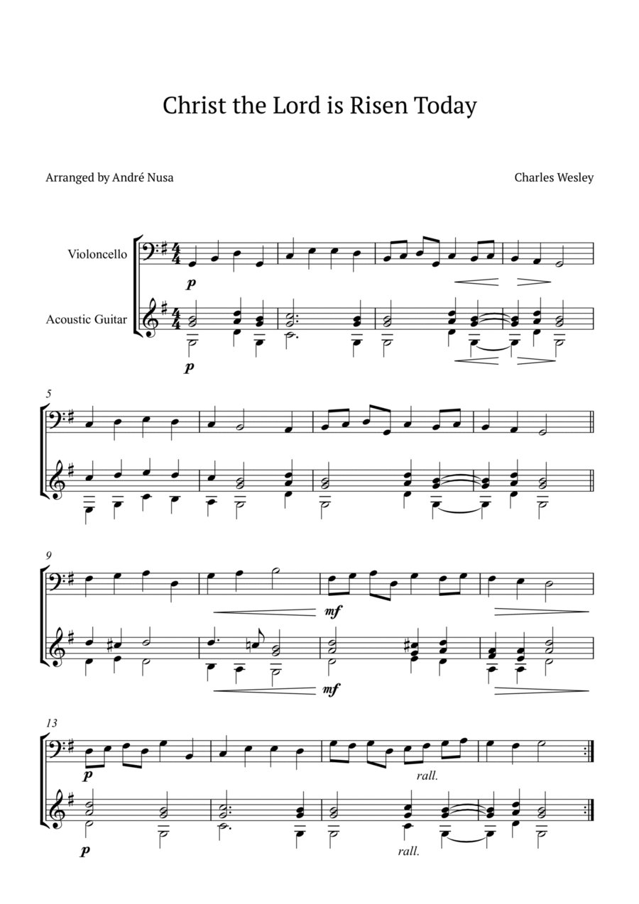 Christ the Lord is Risen Today Cello scores gallery preview page 1