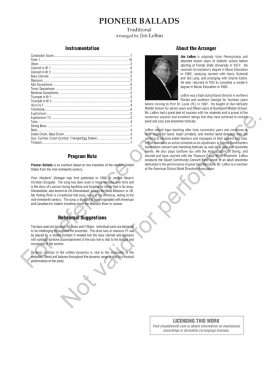 Pioneer Ballads Pioneer Ballads Concert Band scores gallery preview page 3