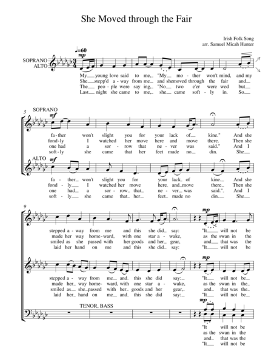 She Moved Through the Fair 4-Part scores gallery preview page 1