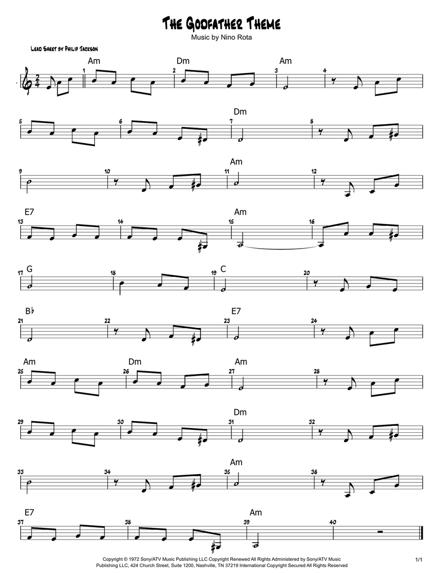 The Godfather (love Theme) Piano scores gallery preview page 1