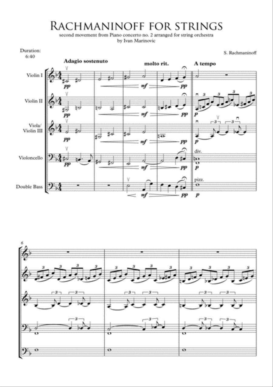 Rachmaninoff for strings String Orchestra scores gallery preview page 2