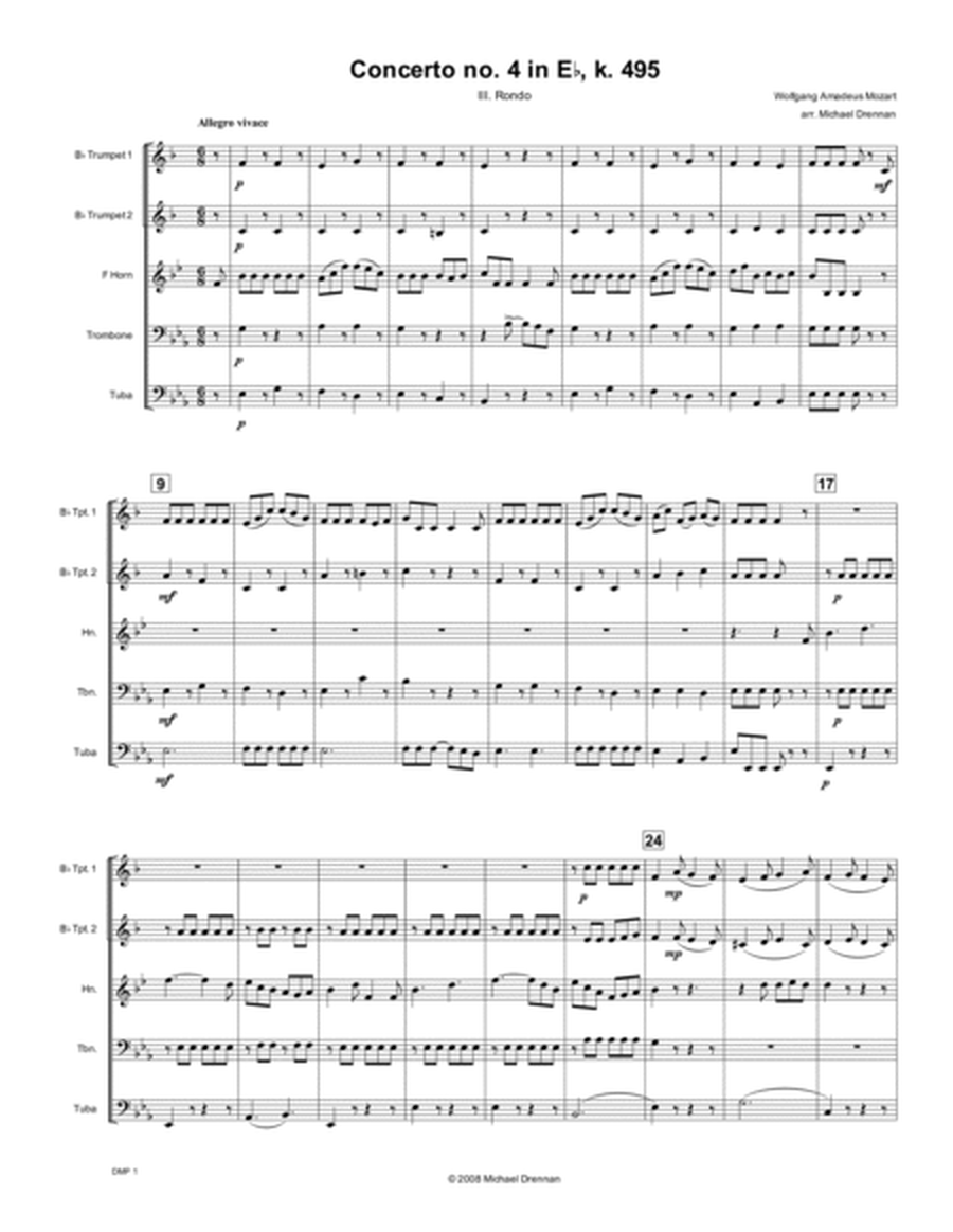Concerto no. 4 K. 495 - III. Rondo image number null
