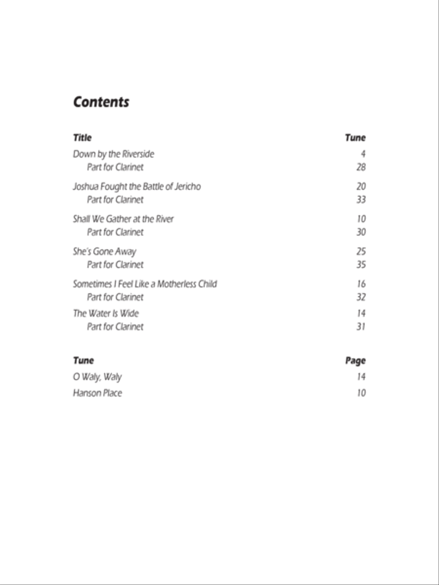Down by the Riverside: Six Songs for Clarinet and Piano Clarinet Solo scores gallery preview page 2