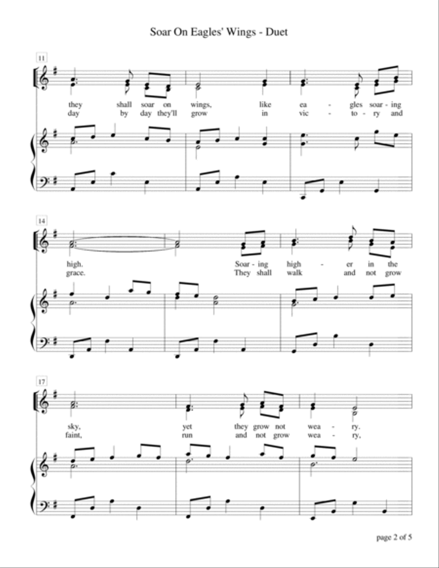 Soar on Eagles' Wings (for SA or 2-part choir with piano accompaniment) SA scores gallery preview page 5