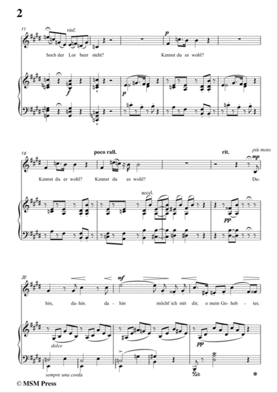 Liszt-Mignon's Lied in E Major,for Voice and Piano Voice Solo scores gallery preview page 4