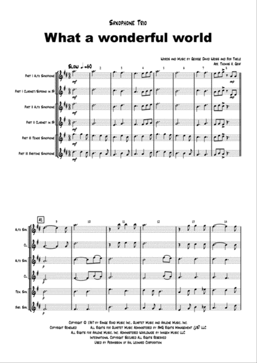 What A Wonderful World Woodwind Trio scores gallery preview page 1