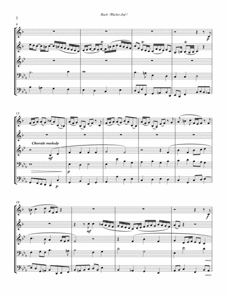 Sleepers Awake! (Wachet Auf!) BWV 140 for Brass Quintet