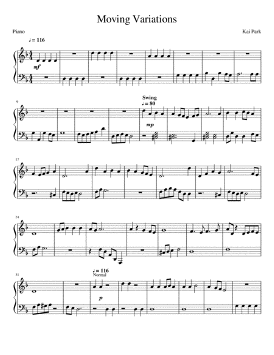 Moving Variations Piano Solo scores gallery preview page 1