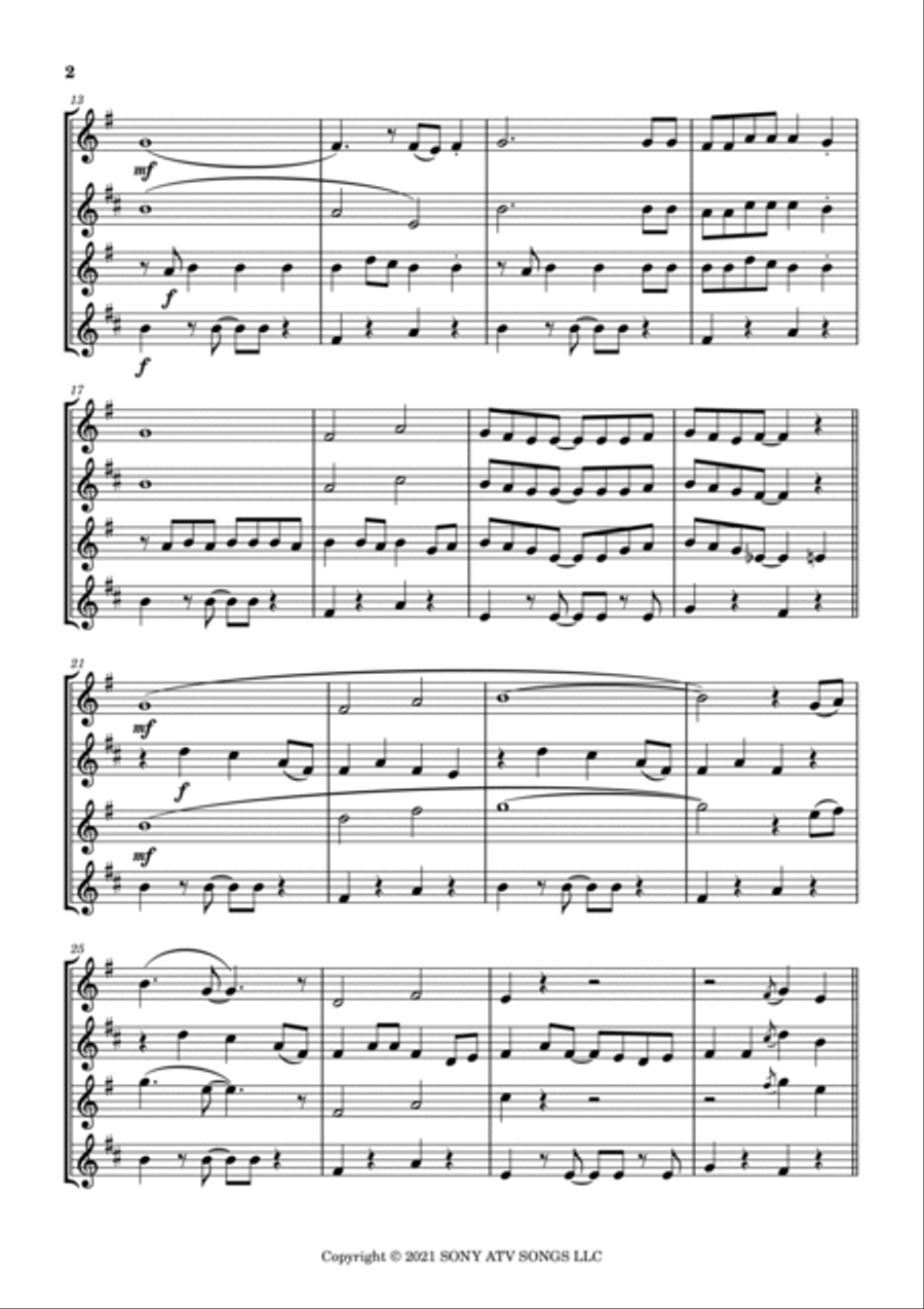 Thats What I Want - Score Only Woodwind Quartet scores gallery preview page 2