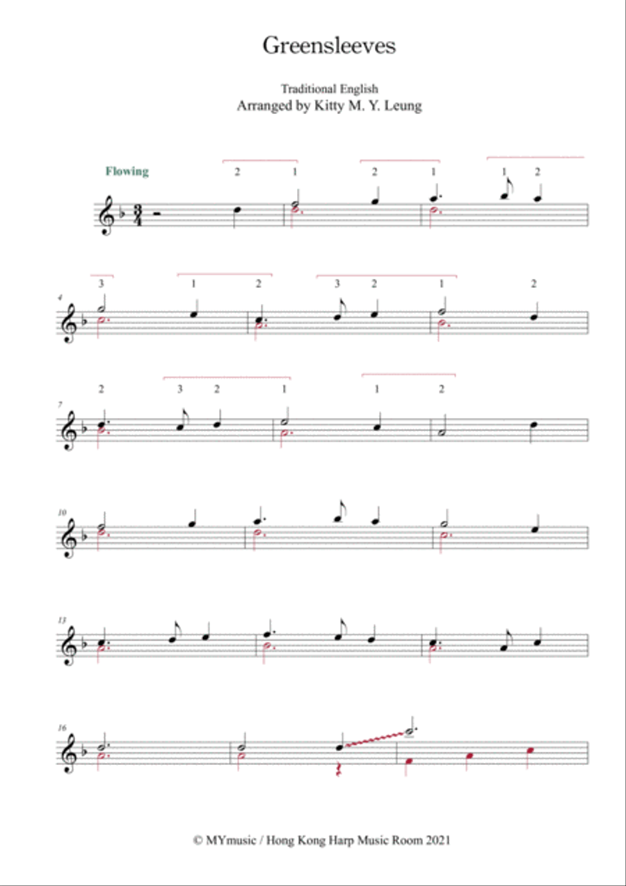 Greensleeves - 12 String Harp Harp scores gallery preview page 3