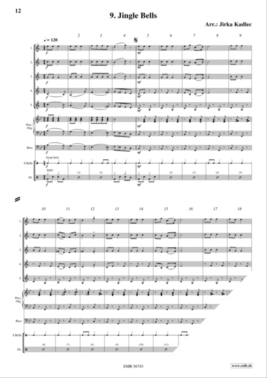 12 Easy Christmas Songs Clarinet Quintet scores gallery preview page 11