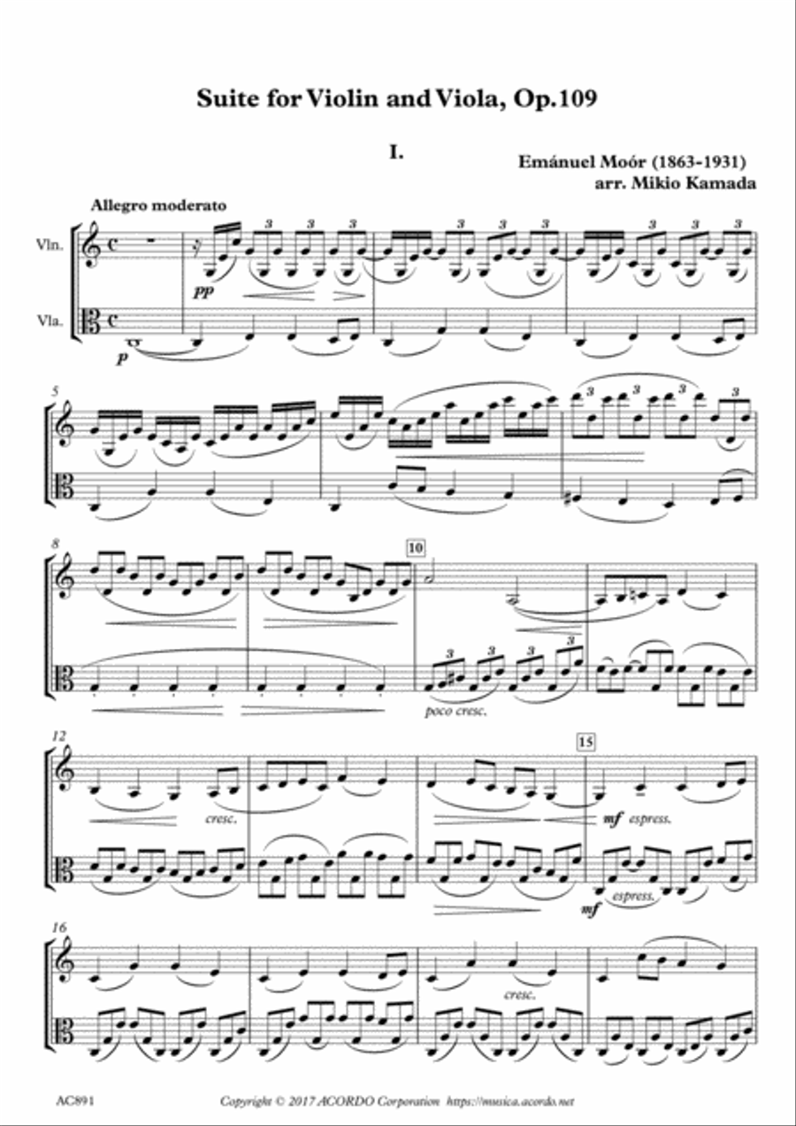 Suite for Violin and Viola, Op.109 String Duet scores gallery preview page 1