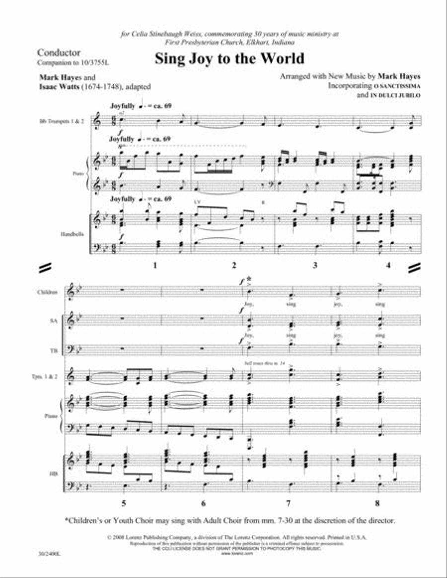 Sing Joy to the World - 2 Trumpets and Handbells (3 oct.) 3-Octaves scores gallery preview page 2