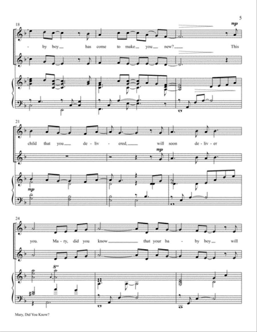 Mary, Did You Know? High Voice scores gallery preview page 5