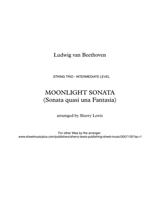 Book cover for MOONLIGHT SONATA (Sonata quasi una Fantasia), Beethoven, String Trio, Intermediate Level for 2 violi