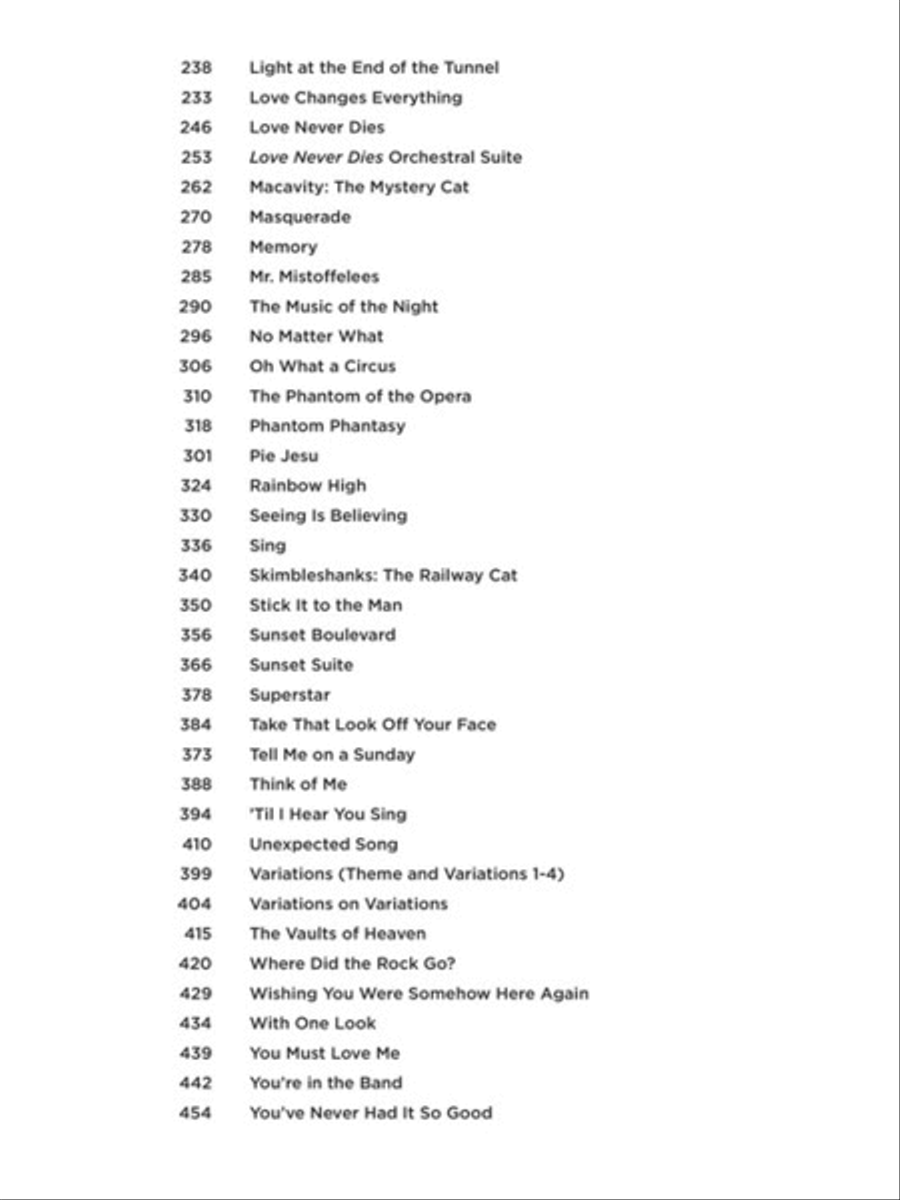 Andrew Lloyd Webber – Unmasked: The Platinum Collection, Deluxe Edition Piano, Vocal, Guitar scores gallery preview page 3