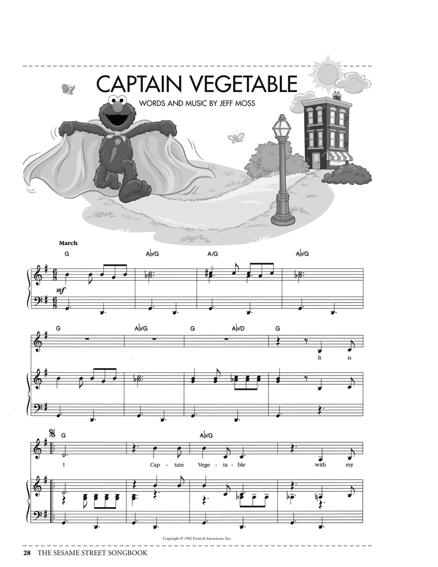 Captain Vegetable (from Sesame Street) Piano, Vocal, Guitar scores gallery preview page 1