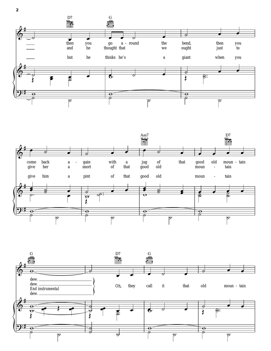 Mountain Dew Mountain Dew Piano, Vocal, Guitar scores gallery preview page 2