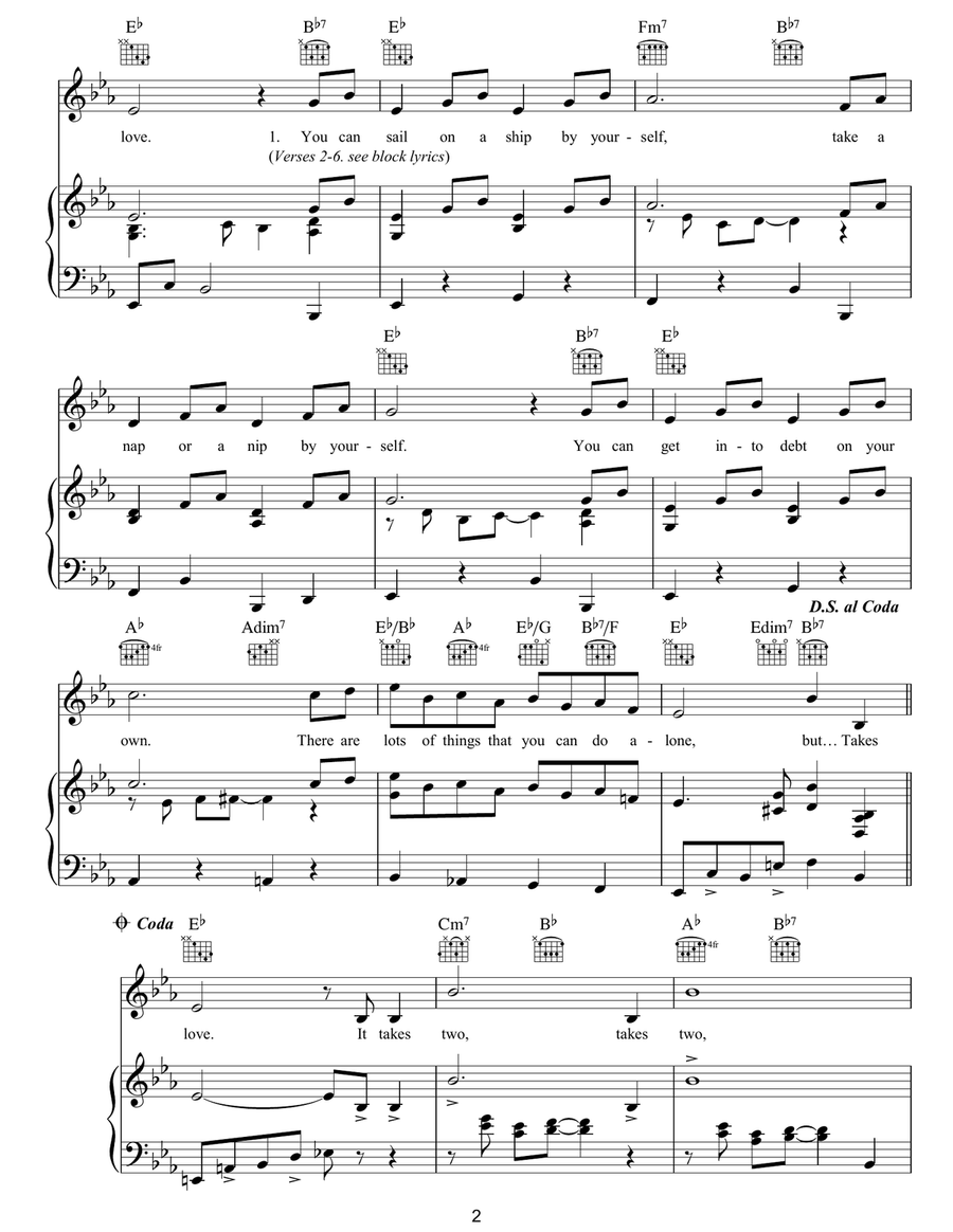 Takes Two To Tango Piano, Vocal, Guitar scores gallery preview page 2