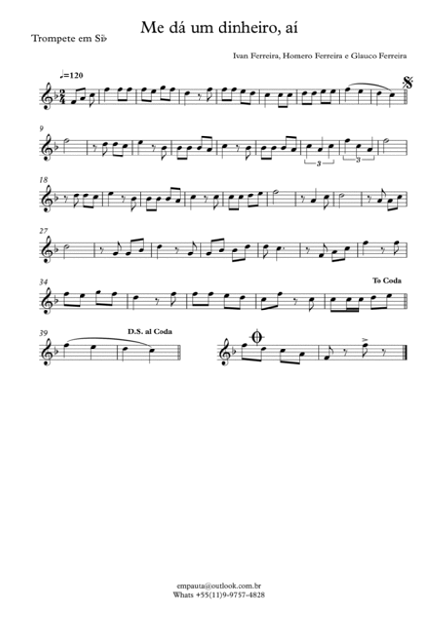 Me dá um dinheira aí Me dá um dinheira aí Brass Ensemble scores gallery preview page 1