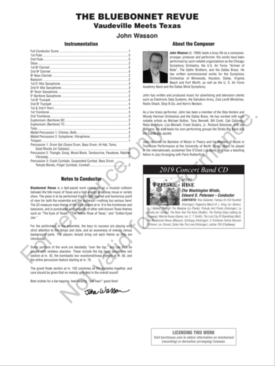 The Bluebonnet Revue Concert Band scores gallery preview page 3
