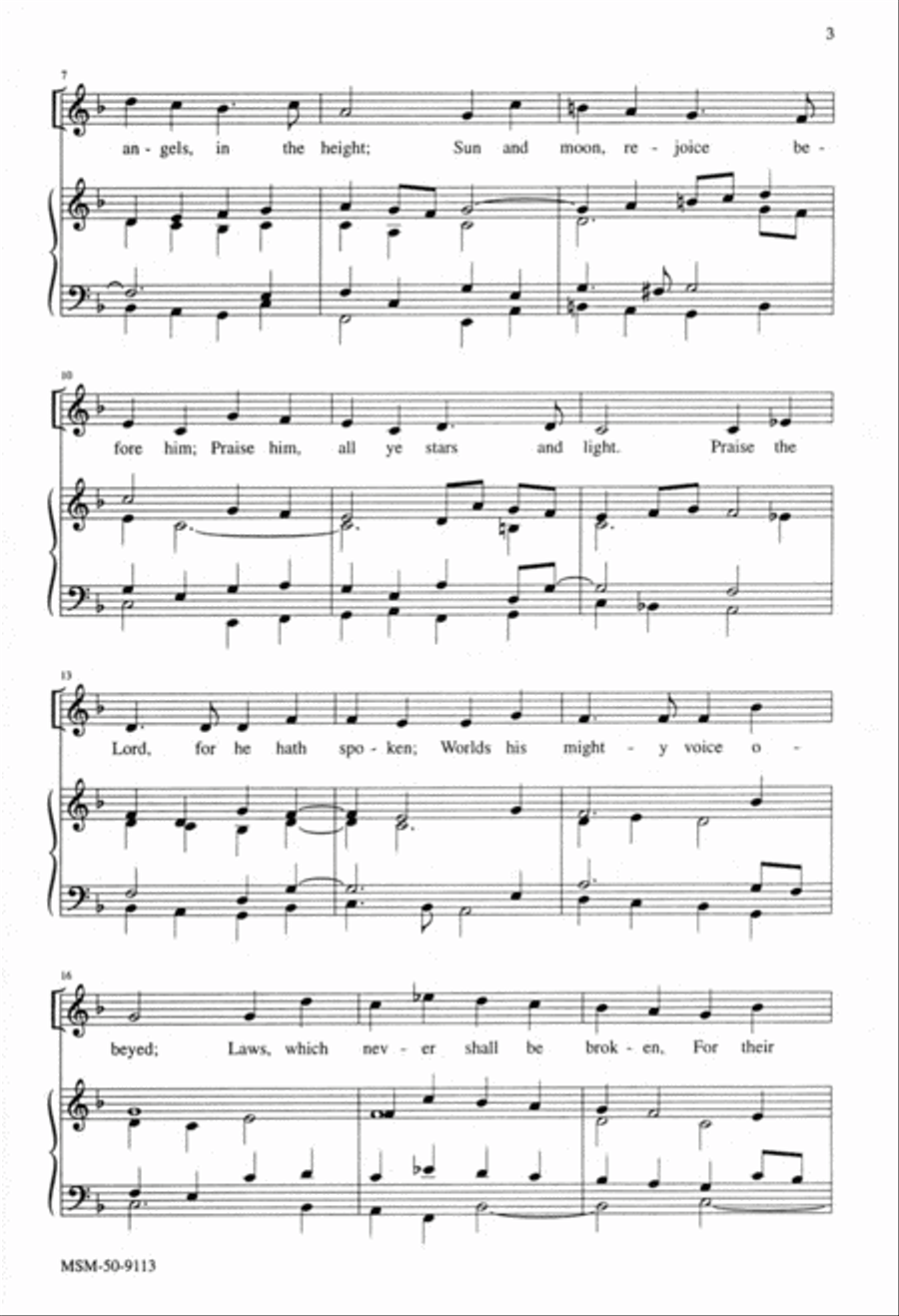 Praise the Lord! Ye Heavens, Adore Him 4-Part scores gallery preview page 3