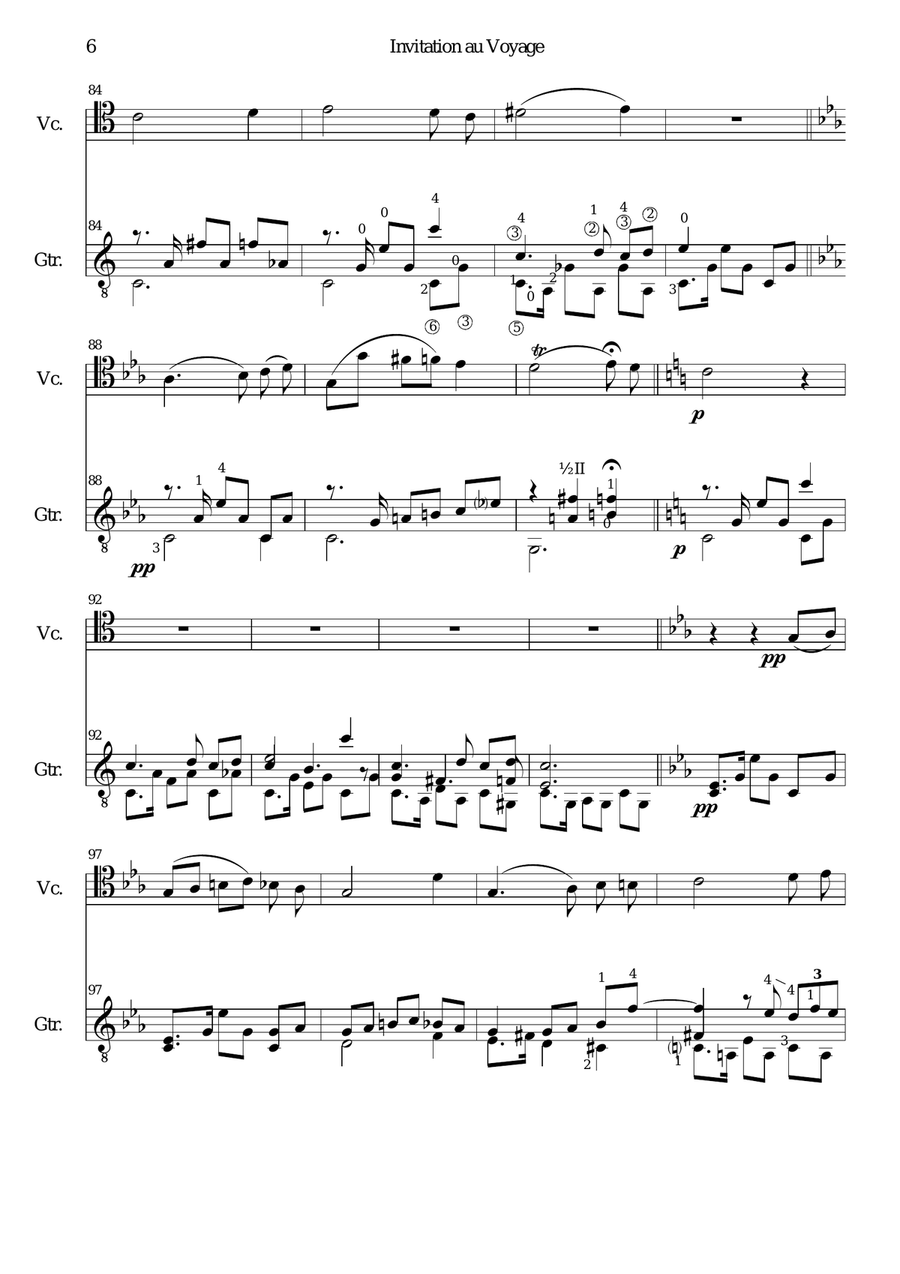Invitation to the journey (Diepenbrock) for cello and guitar String Duet scores gallery preview page 6