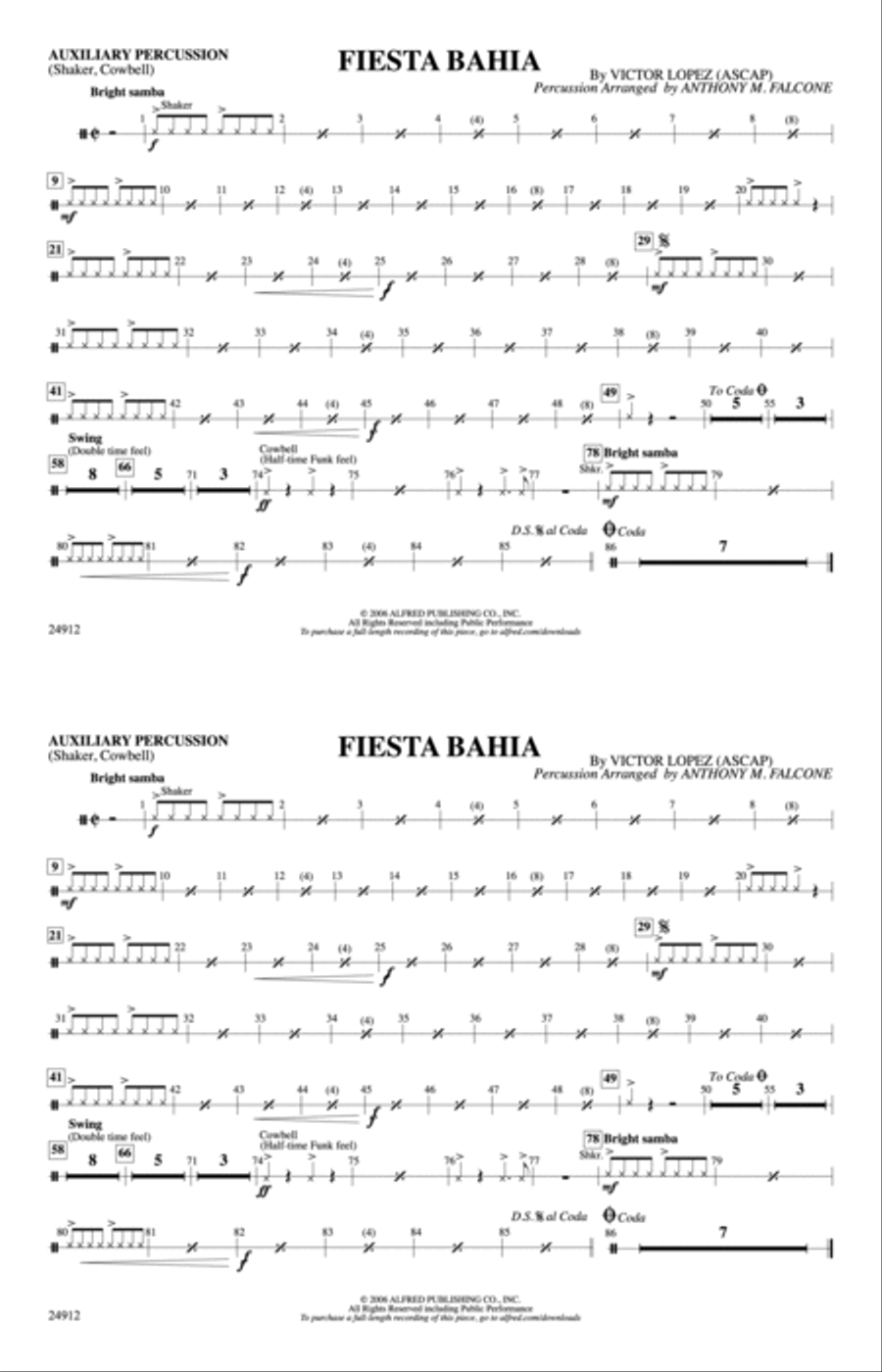 Fiesta Bahia: Auxiliary Percussion Marching Band scores gallery preview page 1