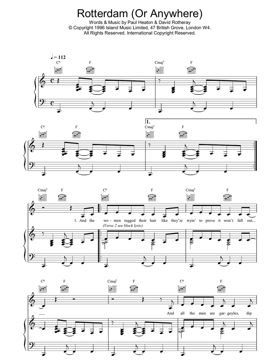 Rotterdam (Or Anywhere) Piano, Vocal, Guitar scores gallery preview page 1
