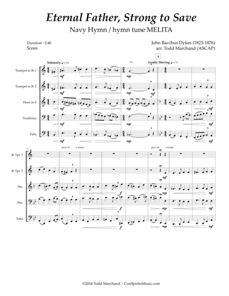 Eternal Father, Strong to Save (Navy Hymn "MELITA") - brass quintet image number null
