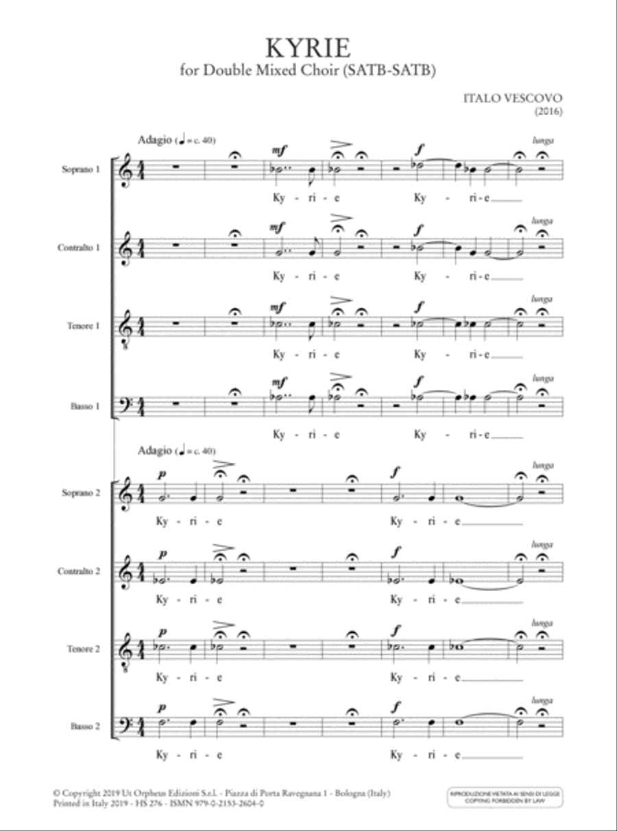 Kyrie for Double Mixed Choir (SATB-SATB) (2016) 4-Part scores gallery preview page 2