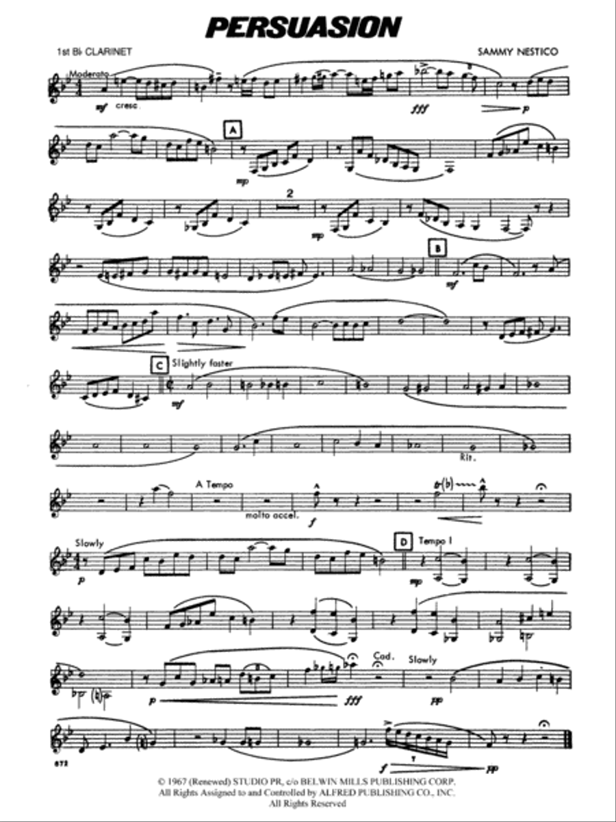 Persuasion: 1st B-flat Clarinet Concert Band scores gallery preview page 1