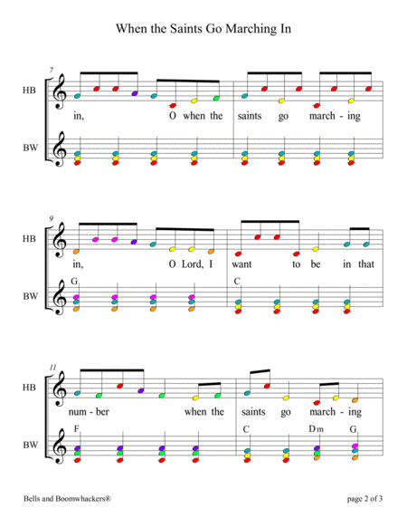 When the Saints Go Marching In (for 8-note Bells and Boomwhacker with Color Coded Notes) image number null