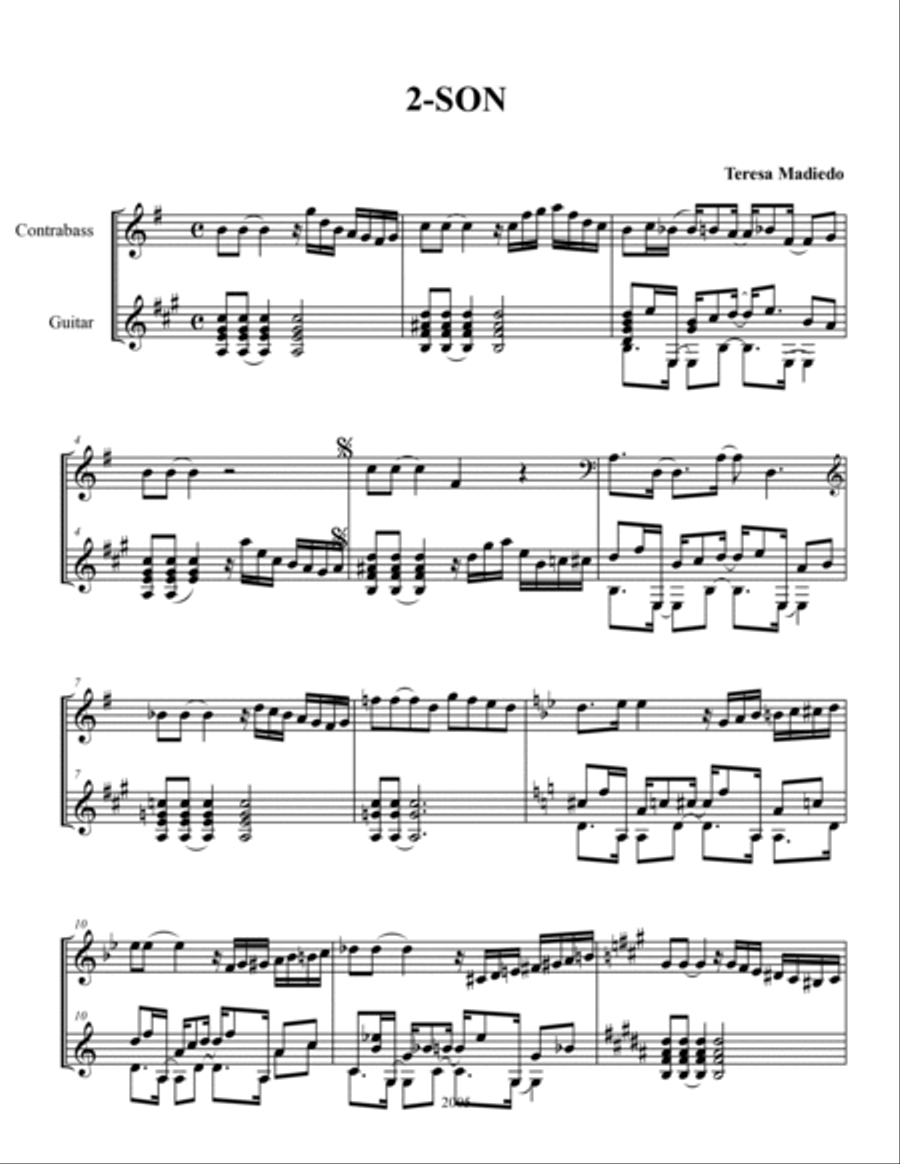 Preludio y Son para Dos (contrabajo y guitarra String Duet scores gallery preview page 3
