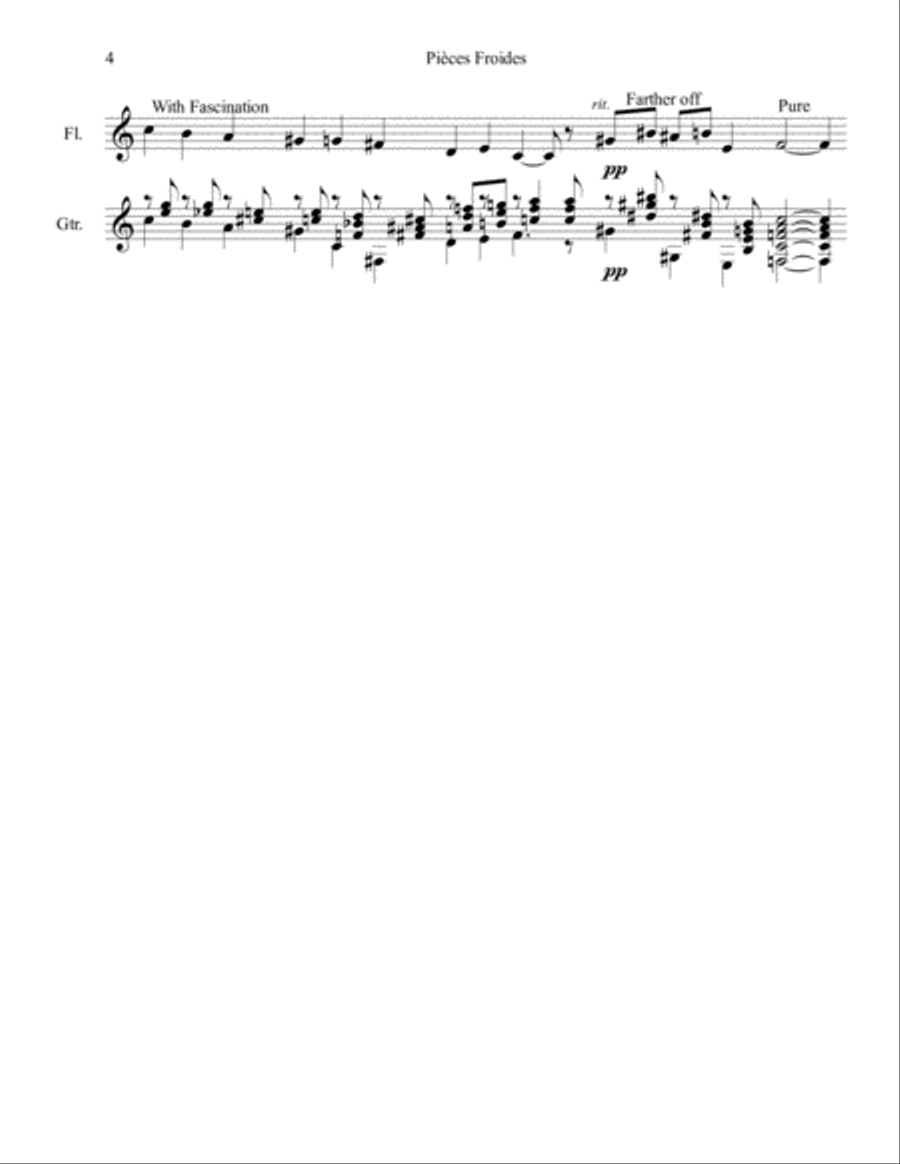 Pieces Froides for Guitar and Flute Duet Flute scores gallery preview page 4