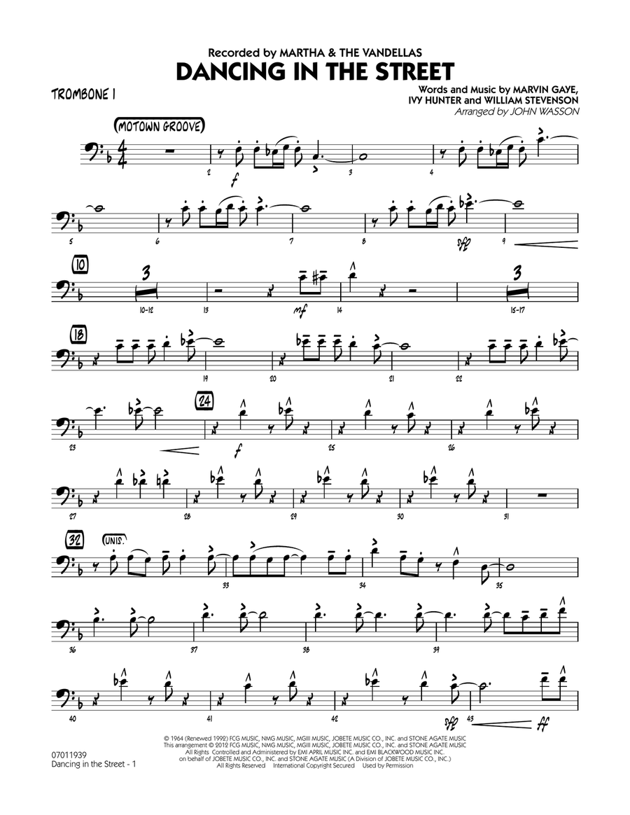 Dancing In The Street - Trombone 1 Jazz Ensemble scores gallery preview page 1