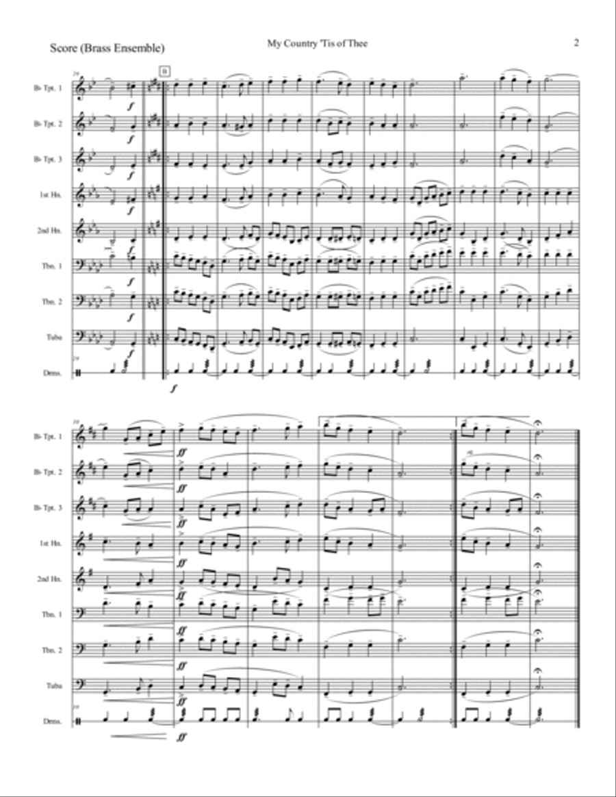 My Country 'Tis of Thee (America) Brass Ensemble scores gallery preview page 3