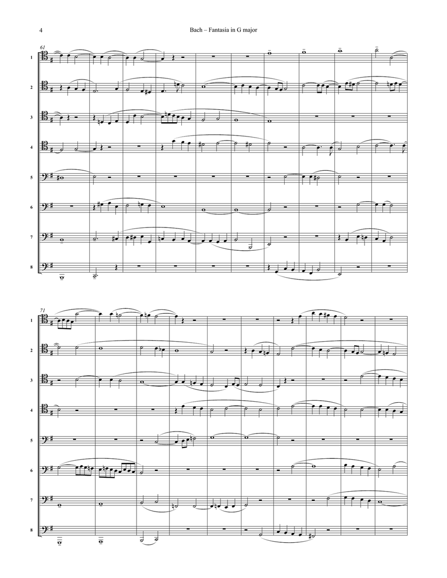 Fantasia in G major BWV 572 for 8-part Trombone Ensemble Brass Ensemble scores gallery preview page 4