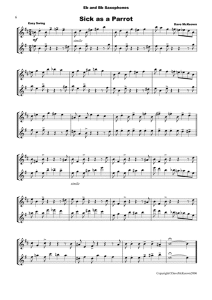 10 Blues Duets for Alto and Tenor Saxophone by David McKeown Woodwind Duet - Digital Sheet Music