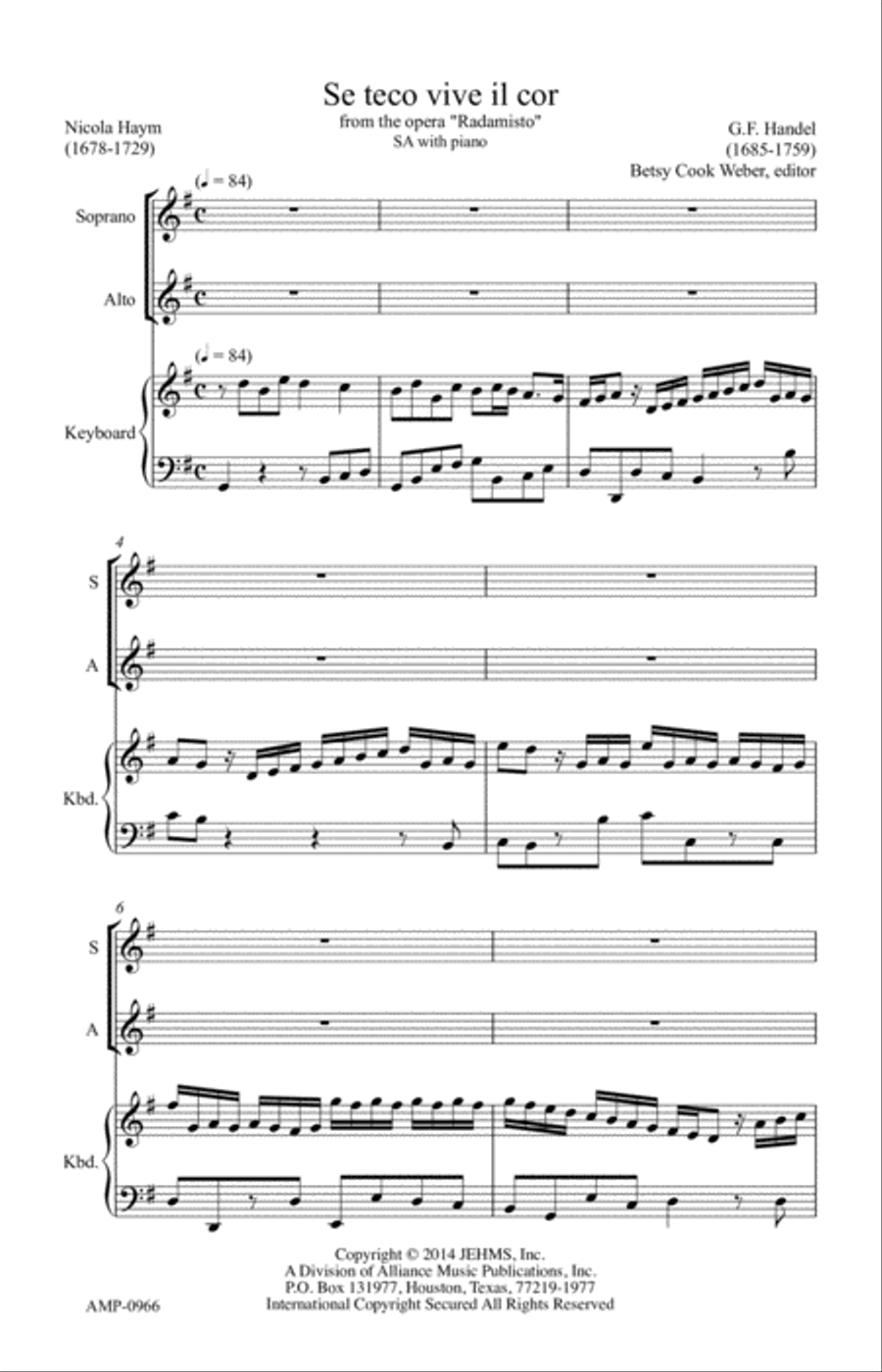 Se teco vive il cor SA scores gallery preview page 2