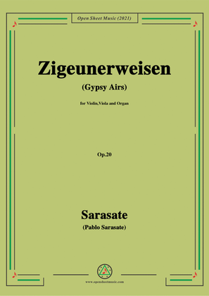 Book cover for Sarasate-Zigeunerweisen(Gypsy Airs),Op.20,for Violin,Viola and Organ