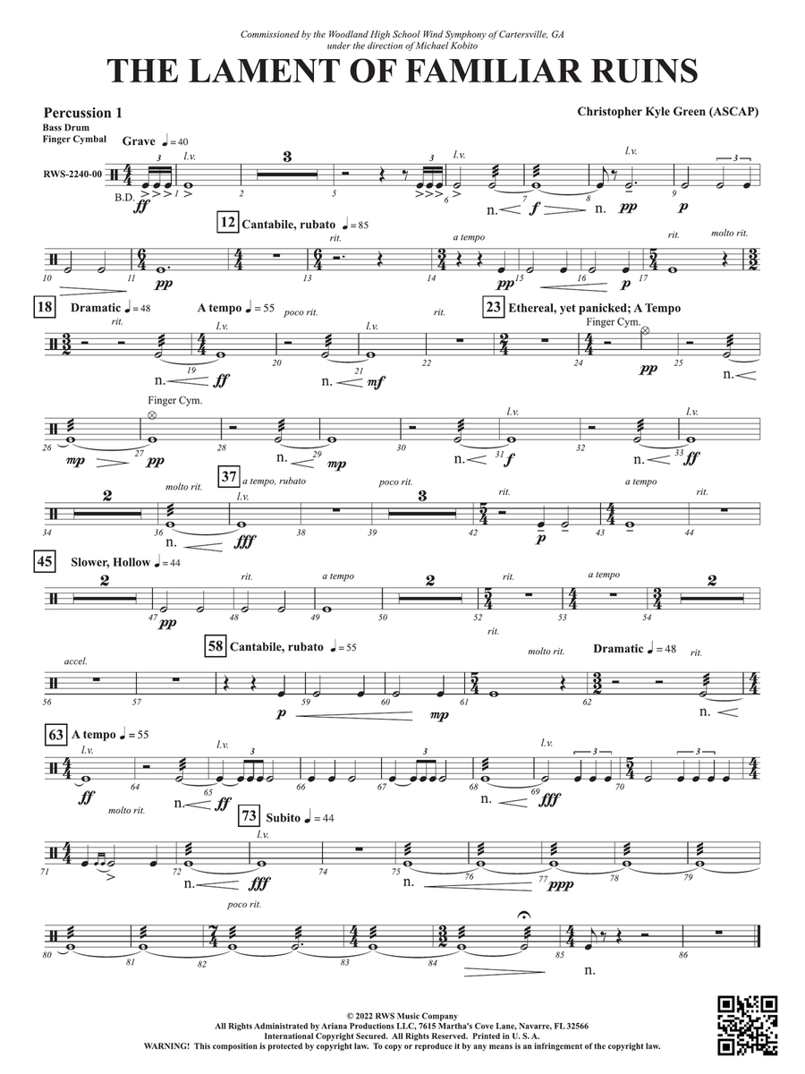 The Lament of Familiar Ruins: 1st Percussion