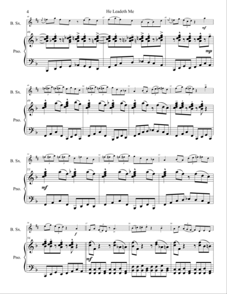 He Leadeth Me for Bari Saxophone Baritone Saxophone scores gallery preview page 5