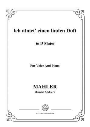 Book cover for Mahler-Ich atmet' einen linden Duft in D Major,for Voice and Piano