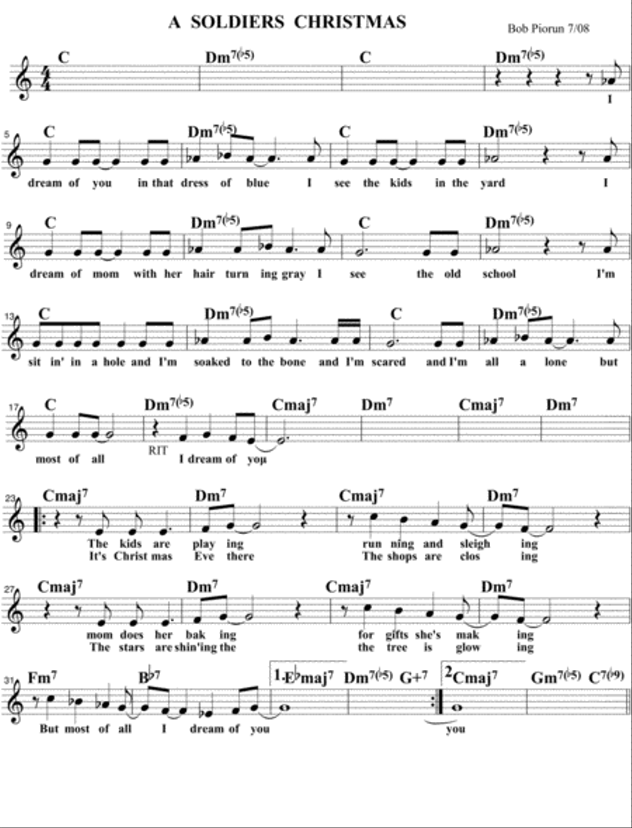 A Soldier’s Christmas Piano, Vocal, Guitar scores gallery preview page 1