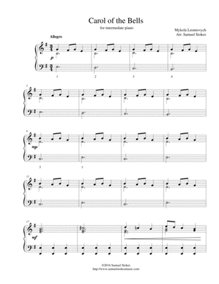 Carol of the Bells - for intermediate piano